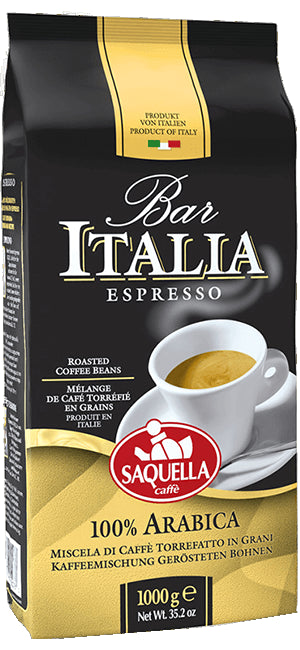 Saquella Bar Italia 100% Arabica 1kg Bohnen - ArabicaAndFriends