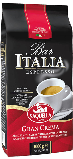 Saquella Bar Italia Gran Crema 1kg Bohnen - ArabicaAndFriends